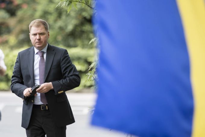 Der ukrainische Botschafter in Bern, Artem Rybchenko, an einer Veranstaltung in Genf. ignazio cassis