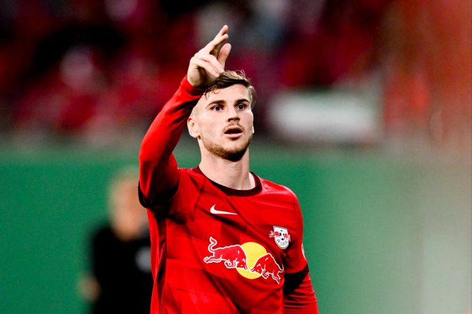 Timo Werner trifft im DFB-Pokal für RB Leipzig dreifach. Timo Werner RB Leipzig