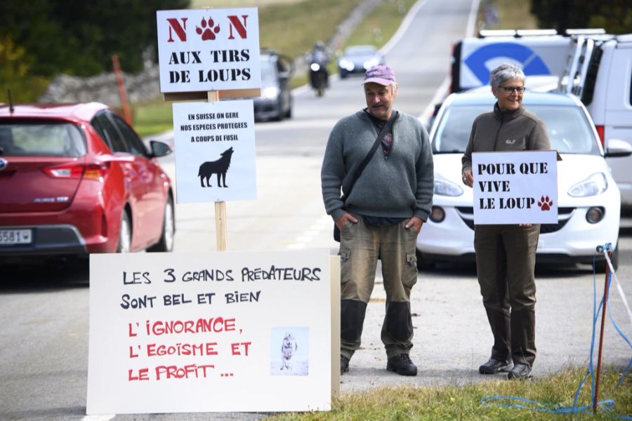 Die Demonstrierenden wollen nicht, dass Wölfe in der Schweiz erschossen werden.