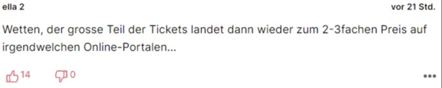 «Ella 2» denkt, dass viele ihre Konzert-Tickets einfach weiterverkaufen werden.