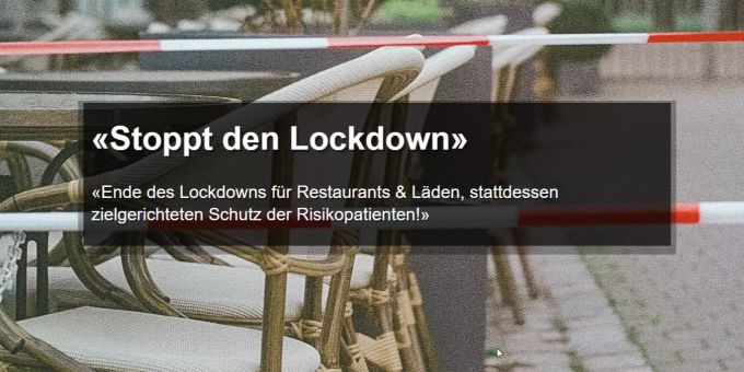 Die «Stoppt den Lockdown»-Petition wurde von bürgerlichen Jungpolitikern gestartet. Stoppt den Lockdown Petition