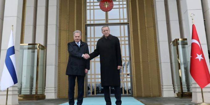 Erdogan und Finnlands Präsident Niinistö in Ankara. Erdogan