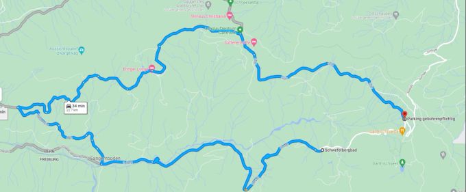 Google Maps denkt, der Gurnigelpass ist wegen Schnee geschlossen. Google Maps