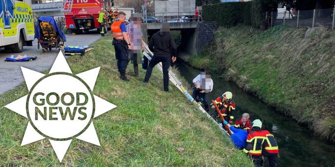 Good News - Passanten retten E-Biker (68) nach Unfall in Au SG aus Bach