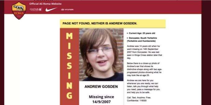 Die AS Rom verstärkt ihr Engagement bei der Suche nach vermissten Kindern. as rom vermisste