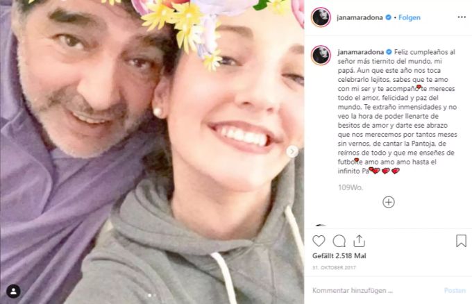 Diego Maradona mit seiner Tochter Jana. Diego Maradona
