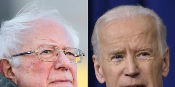 Präsidentschaftsbewerber Sanders (l.) und Biden Präsidentschaftsbewerber Sanders (l.) und Biden