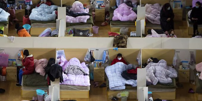 Ein provisorisches Spital für Patienten mit Coronavirus im Wuhan Sports Center. Coronavirus Wuhan