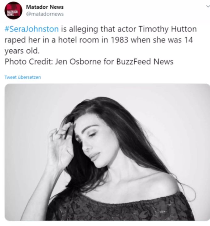 Sera Johnston bezichtigt Timothy Hutton der Vergewaltigung. Opfer