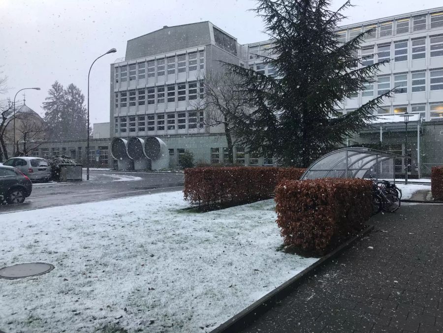 Auch im Verlauf des Mittwochmorgens fällt weiterhin Schnee, wie hier in Liebefeld BE.