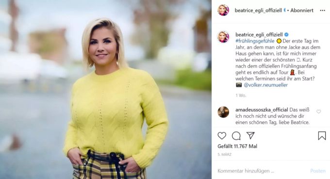 Beatrice Egli muss ihre geplante «Bei mir zu Haus»-Tour vorerst verschieben. coronavirus