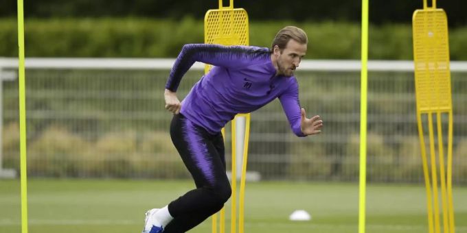 Tottenhams Star Harry Kane bereitet sich auf das Uefa Champions League Finale vor. Uefa Champions League
