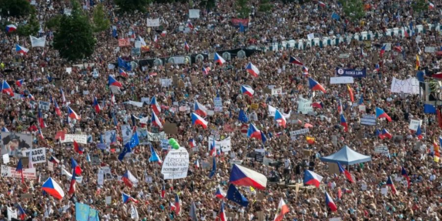 Demonstranten in Prag