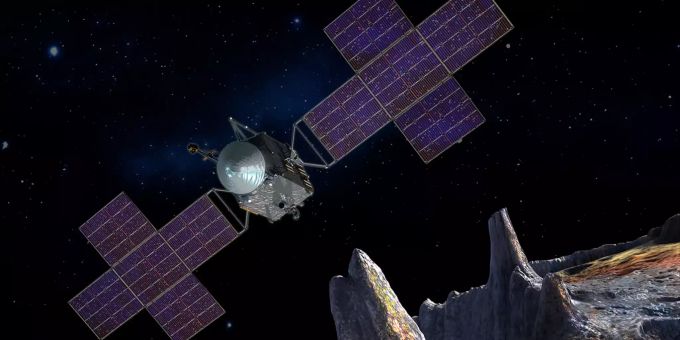Eine Illustration der Nasa zur Mission Psyche. nasa