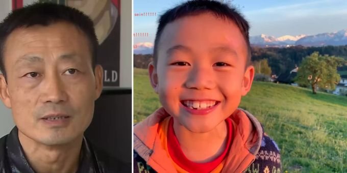 Olypmiasieger Donaghua Li und sein gestorbener Sohn Janis (†7). Donghua Li Janis