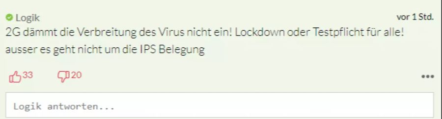 Auch «Logik» ist nicht überzeugt von 2G. Er will Lockdown und Testpflicht stattdessen.