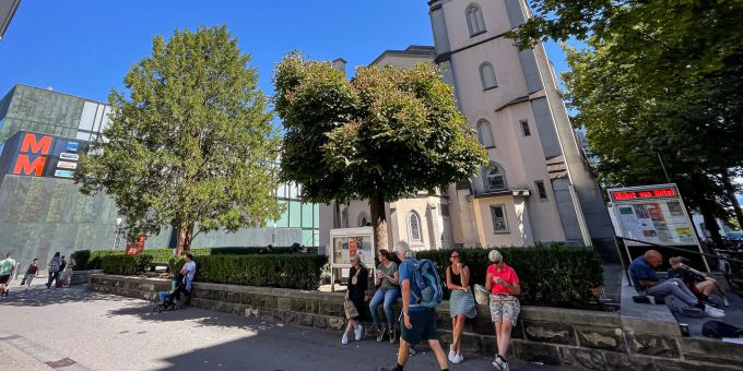 Die Matthäuskirche und das Gemeindehaus der Altstadt in der Stadt Luzern. Die Matthäuskirche und das Gemeindehaus der Altstadt in der Stadt Luzern.