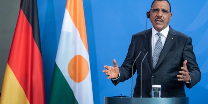 Nigers Präsident Mohamed Bazoum bei einem Berlin-Besuch im Juli 2021. Nigers Präsident Mohamed Bazoum bei einem Berlin-Besuch im Juli 2021.