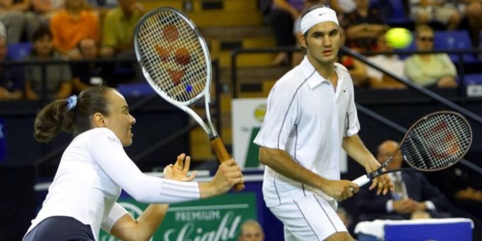Martina Hingis und Roger Federer gewannen 2001 den Hopman Cup. Martina Hingis Roger Federer