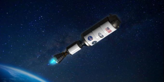 Ein Entwurf zum neuen Raumfahrzeug mit Nuklearantrieb des Projekts DRACO. nasa