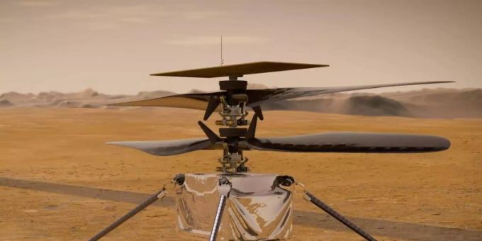 Eine Illustration zeigt den «Ingenuity-Hubschrauber» auf der Marsoberfläche. Nasa Ingenuity