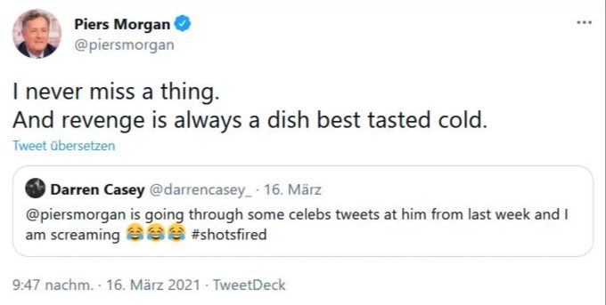 Piers Morgan macht seinem Ärger Luft. meghan markle