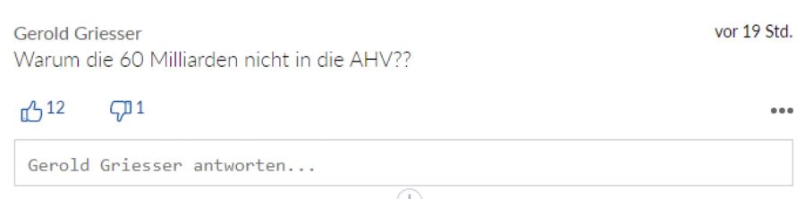 Dieser User würde das Geld lieber in die AHV investieren.