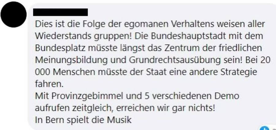 Mit «Provinzgebimmel» sei nichts zu erreichen, findet ein Telegram-Nutzer.