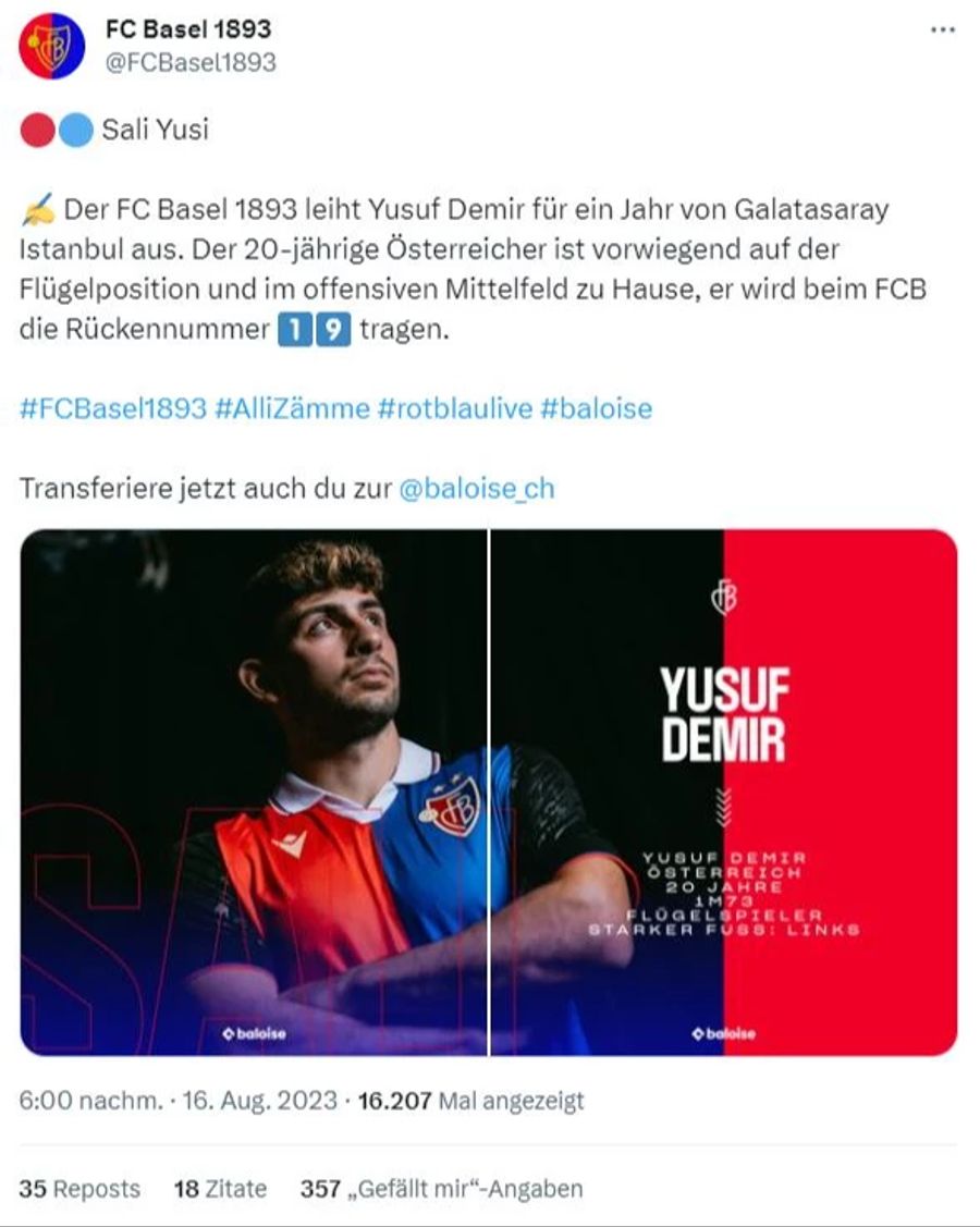 FC Basel Yusuf Demir