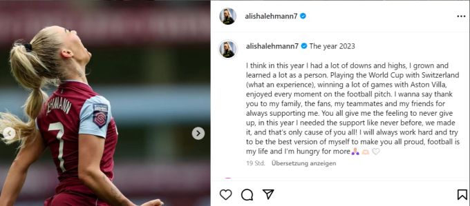 Alisha Lehmann blickt auf das Jahr 2023 zurück. Alisha Lehmann