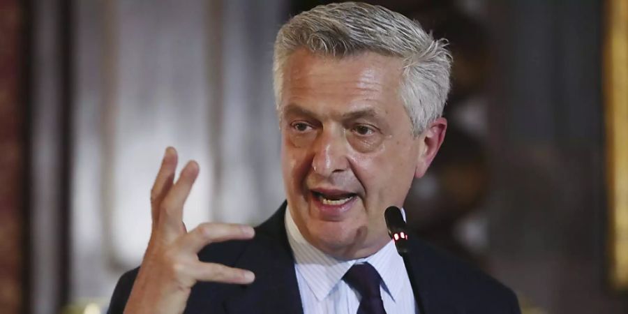 ARCHIV - Filippo Grandi, Hoher Flüchtlingskommissar der Vereinten Nationen, spricht. Grandi rechnet nicht mit einer unmittelbar bevorstehenden Fluchtbewegung von Menschen aus Afghanistan nach Europa. Das sagte er der italienischen Zeitung «Corriere della Sera» am Freitag. Foto: Fernando Vergara/AP/dpa