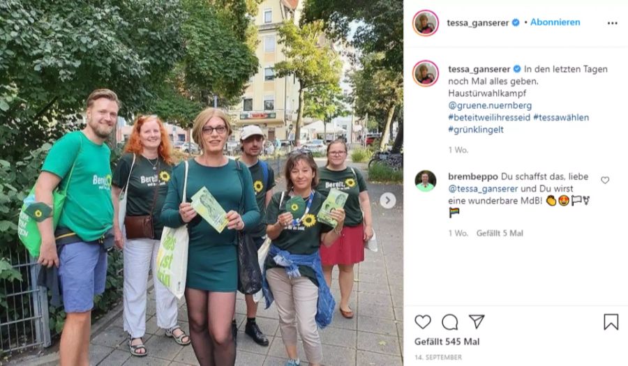 Tessa Ganserer ging von Tür zu Tür um einen Sitz im Bundestag für die Grünen zu holen.