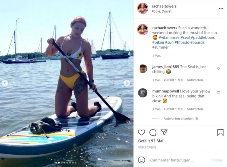 Rachael Towers machte einen Ausflug auf dem Stand-up-Paddle.