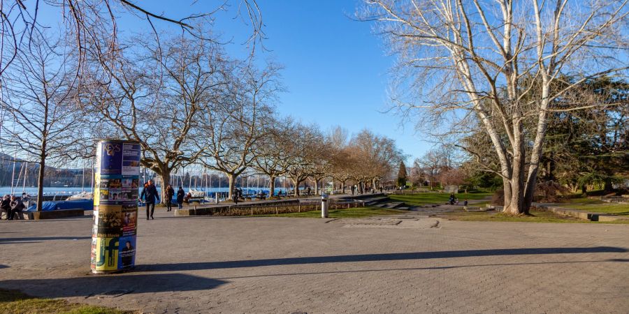 Der Hafen Riesbach in der Stadt Zürich.