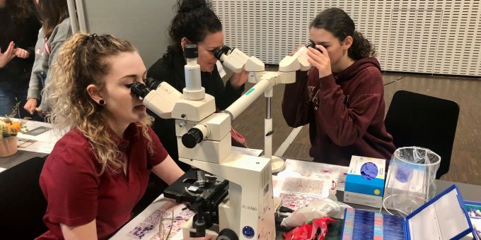 Beim KTGB in Thun wurde am Laborstand nicht nur das Blut unter die Lupe genommen, sondern auch der Beruf der Biomedizinischen Analytikerin Der Kantonale Tag der Gesundheitsberufe in Thun fand zum 20. Mal statt