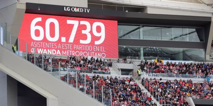 Zuschauerrekord für ein Frauenfussball-Spiel im Wanda Metropolitano Stadion in Madrid. Atletico Madrid gegen FC Barcelona