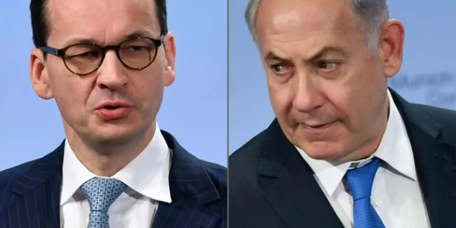 Polens Regierungschef Morawiecki (l.) und Netanjahu