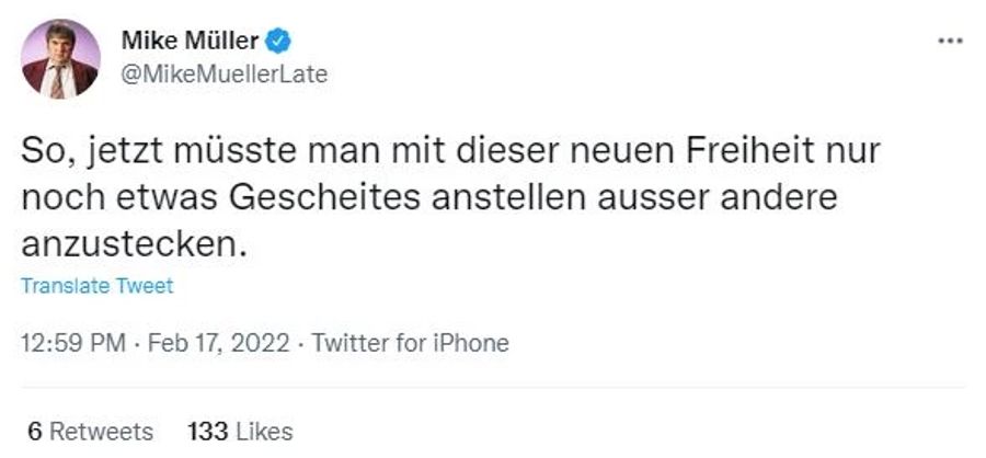 Der Satiriker ist scheinbar nicht zufrieden mit den Lockerungen.