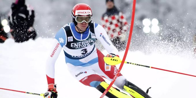 Ramon Zenhäusern im Einsatz beim Slalom von Zagreb. Slalom Ramon Zenhäusern