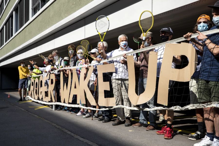 Protest-Aktion, aufgenommen vor der Roger Federer Foundation am 17. September 2020, in Zürich.