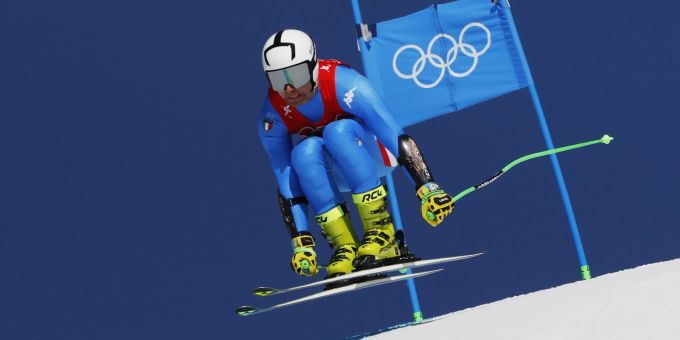 Matteo Marsaglia im Einsatz beim Super-G an Olympia 2022 in Peking. Olympia 2022