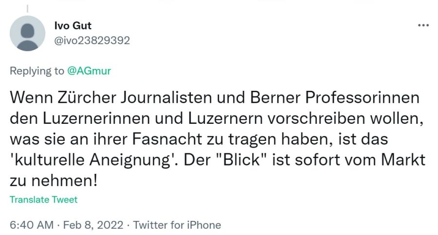 Niemand habe den Luzernerinnen und Luzerner vorzuschreiben, was sie an der Fasnacht anziehen sollen, so ein User.