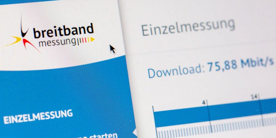 Das Ergebnis einer Downloadmessung ist auf der Desktop-App «Breitbandmessung.de» der Bundesnetzagentur zu sehen.