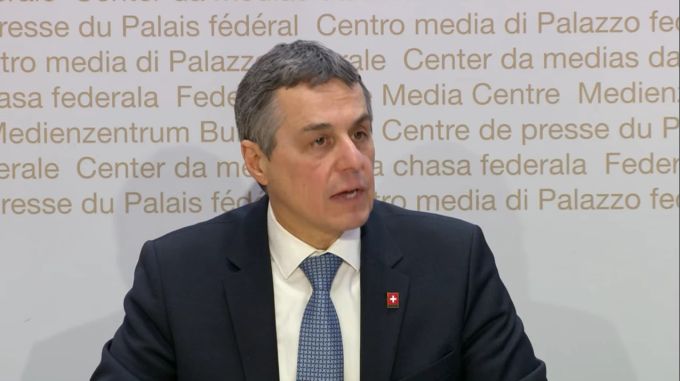 Bundesrat Ignazio Cassis an der Medienkonferenz. Coronavirus