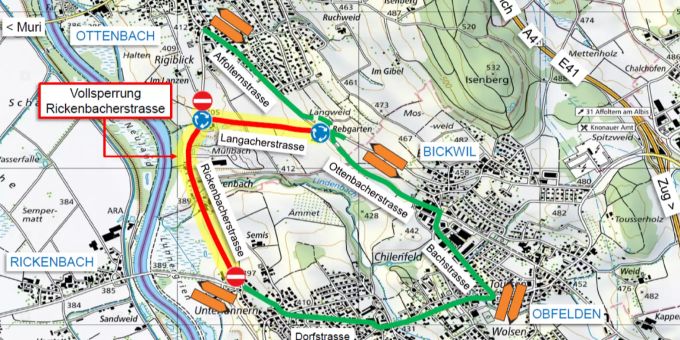 Bauetappe Nr 3 (Kreisel Rickenbacherstrasse) und Nr. 4 Streckenabschnitt Rickenbacherstrasse