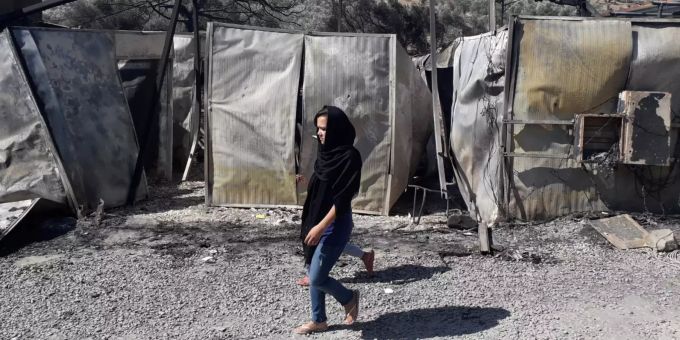 Das Flüchtlingscamp Moria ist beinahe vollständig niedergebrannt. Lesbos Flüchtlingscamp