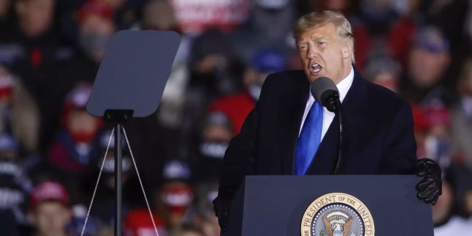 US-Präsident Donald Trump spricht an einer Wahlkampfveranstaltung. Donald Trump