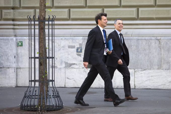 Roberto Balzaretti (r.) und Ignazio Cassis im Mai 2020. Das Rahmenabkommen mit der EU ist noch nicht finalisiert. Balzaretti Cassis Rahmenabkommen