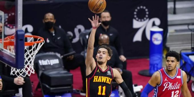 Atlantas Trae Young kam im ersten Duell mit den Philadelphia 76ers auf 35 Punkte. Atlanta Hawks