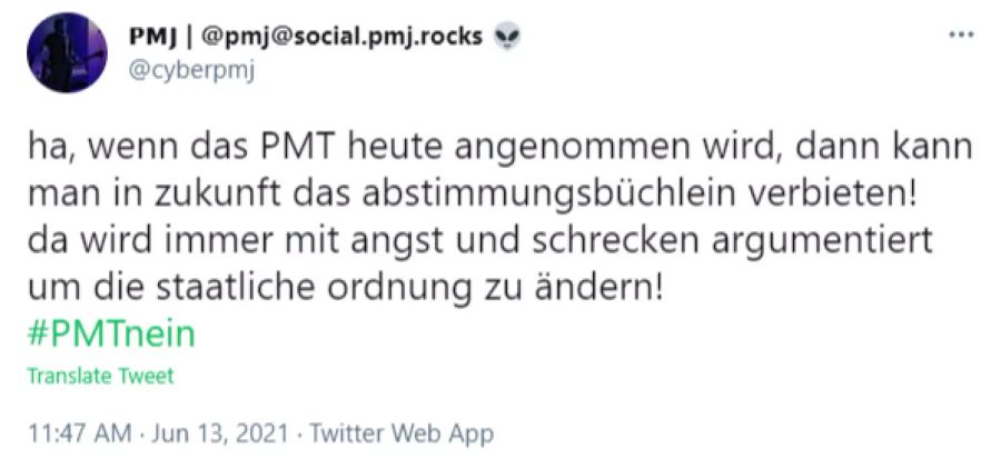 Auf das Ja zum Anti-Terror-Gesetz wird mit Humor reagiert.